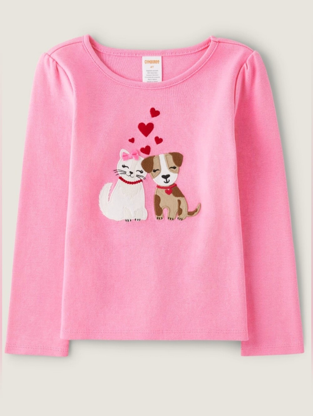 Gymboree "Valentine Cutie" Embroidered Dog And Cat Top